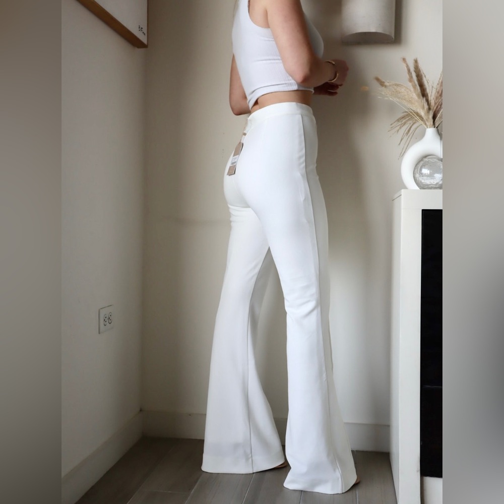 White Flare Dress Pants - Pleated - Meshki - NWT